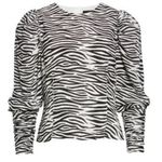 Birgitte Herskind Black White Zebra Stripe Puff Sleeve Blouse Top Size 32 or XS Black Photo 13