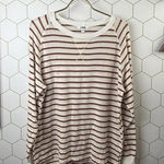 LNA Red and White Long Sleeve Striped Lightweight Sweater - Size - Small Photo 0