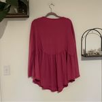 Arula Pink Waffle Knit Long Sleeve Draped Blouse Shirt Top Size A (14/16) Photo 1