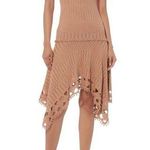 JONATHAN SIMKHAI Crochet Knit Hankerchief Hem Dress, Blush, XS Brown Photo 0
