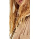 Free People  Ari Faux Suede Long Shirt Dress Gold Button Front Flare Sleeve Sz XS Photo 11