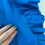 ZARA EUC  women’s bright blue off-shoulder ruffle sleeve fitted bodysuit large‎ Photo 4