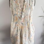 Faherty Isha Mini Dress Sky Coastal Floral Hemp Tencel Blend Pockets size xs Tan Photo 0