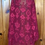 EXPRESS  cardigan floral print maroon sheer one size summer dressy western Photo 3