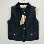 J.Crew Quilted Barn Vest Corduroy Collar Black Preppy Gold Buttons Womens XS NWT Photo 3