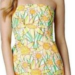 Lilly Pulitzer  Daffodil Floral Cotton Poplin Tie Back Strapless Dress Size 0 Photo 0