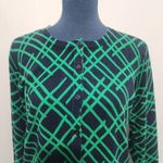 Merona Navy and Green Geometric Design Cardigan Sweater Photo 1