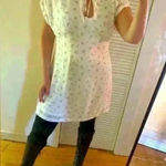 Love, Whit by Whitney Porter White Ditsy Floral Dress Size L Photo 0