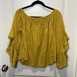 And The Why Yellow Crinkle Crop Top Medium Boho Long Sleeve M Women's Photo 0