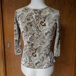 Dress Barn Cute Bohemian Crinkle Faux Wrap Top S Sexy Offset Photo 4