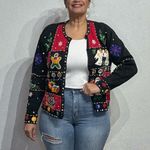 Designers Originals Studio Black Christmas Vintage Cardigan Sz L Size L Photo 6