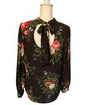 Loft  Floral Long Sleeve Tie Back Blouse Office Business Casual Lightweight Sz Sm Photo 3