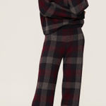 Naadam Checkered Knit Wide Leg Cashmere Wool Blend Pull Photo 0