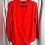 French Connection Orange Arrow Crepe Lone Sleeve V Neck Tunic Top Size 6 Photo 2