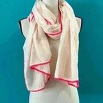 White scarf with pink order and orange dots Photo 1