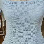 AQUA Womens Blouse Sz Small Smocked Puff Sleeve Boho Cottagecore Coastal Cowgirl Photo 5