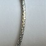 Women’s vintage silver tone patterned bangle bracelet one size measurement shown Photo 2