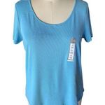 Falls Creek NWT ~ Women's Short Sleeve Teal Blue Ribbed Top Shirt ~ Size XL Photo 0