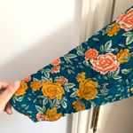 ZARA Floral Long Sleeve Romper in Green with Velvet Tie Photo 5