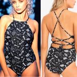 Harry Potter Spells Swimsuit Womens S Black White Spell Words Graphic Back Strap Photo 1