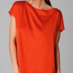 Vince Silk Blend Short Sleeve Boat Neck Top Orange Red Size XS Minimalist Blouse Photo 0