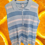 Classic Elements  Two Tone Blue and White Stripe‎ Sleeveless Polo Size 20/22 Photo 0