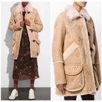 Coach  Shearling Drifter Coat Floral Embroidered Runway  EUC Photo 4