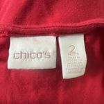 Chico's Shirt Woman Large Petite Red Gold Tone Grommets Jersey Knit Party Office Photo 5