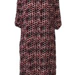 J. Jill size 14P collared shirt dress red white black triangle pattern knee lgth Photo 0