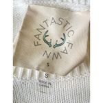 Fantastic Fawn  Cream Sweater Rainbow Multi Color Striped Arms Small Photo 3