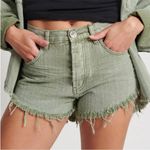One Teaspoon Outlaws Mid Waist Frayed Hem Denim Shorts, Khaki Green, Size 28 Photo 12