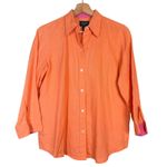 CHAPS  Classics Women's Orange Linen Blend Button Down Shirt Size M 3/4 Sleeve Photo 0