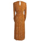 Mango MNG By Large Prairie Tea Dress Long Puff Sleeve Maxi Orange Modest Keyhole Photo 7