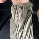 JustFab  Women Size M Olive Green Crew Neck Cold Shoulder Long Sleeve Blouse Photo 5