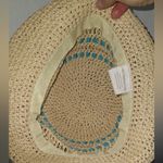 Liz Claiborne Vintage Raffia Sun Hat Beige & Blue vacation hat beach hat Photo 5