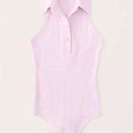 Abercrombie & Fitch Women’s Bodysuit Soft A&F Ribbed Sleeveless Polo Pink Size M Photo 1