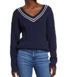 Treasure & Bond Varsity V Neck Sweater Navy Blazer Ivory Combo XL NWT Photo 0
