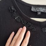 Laundry by Shelli Segal  Cropped Embellished Beaded Black Sweater, Size Medium Photo 4