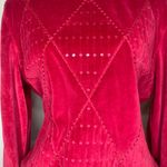 Alfred Dunner Vintage Cotton Red Velvet Sequin Geometric Mock Neck Sweater PL Photo 2