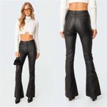 Edikted  Luna Faux Leather Flare High Rise Pants Black Size Small Photo 1