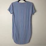 Cloth & Stone Anthropologie Blue Pink Striped Linen Blend T-Shirt Dress XS Photo 3