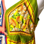 Farm Rio  Double Scarf Pastel Midi Dress Cut Out Womens Large Tropical Buttons Photo 4