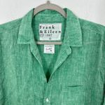 Frank & Eileen  Light Green 100% Linen V Neck Button Down Shirt Women's Size L Photo 3
