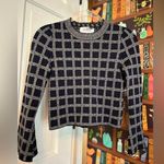 Derek Lam  10 Crosby Navy and Cream Sweater Wool Blend Cropped Sweater Size Small Photo 0