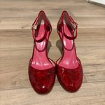 Kate Spade  croc embossed patent leather Mary Jane heels ankle strap red 7.5 Photo 1