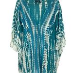 Turquoise Tie Dye Kaftan Crochet Lace Swimsuit Coverup Women’s Boho Top Blue Size L Photo 0