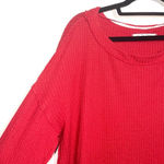 We The Free FP North Shore Top Oversized Red Waffle Knit Tunic Photo 4