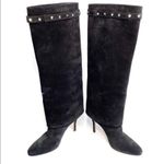 Valentino Garavani Valentino boots Suede Knee High Rockstud Heeled Tall in Black size 37 / 7 Photo 1