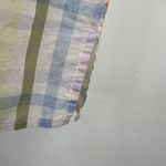 Talbots  Size M Ruffle Tunic Top Rainbow Plaid Lightweight Ladder Trim Split Neck Photo 4