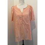 Terra & Sky Pink And White Top Size 0x (14w) NWT Belle Sleeve Tunic Blouse Photo 1